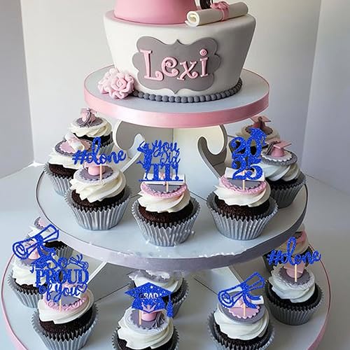 Miniatura 314 de Paquete de 24 adornos dorados para cupcakes de graduación 2025 con purpurina So Proud of You Done Diploma Graduation Cap Cupcake Picks Class of 2025