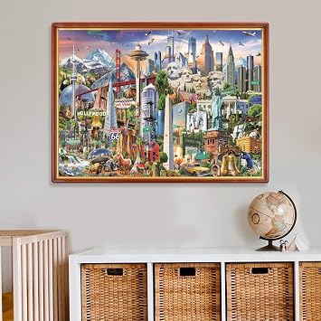 Jigsaw Puzzles for Adults 1000 Piece Symbols of North America 27.56 x 19.69 Inch Jigsaw Puzzle for Adults Educational Game 1000 Pieces America Landmark Puzzles for Adult