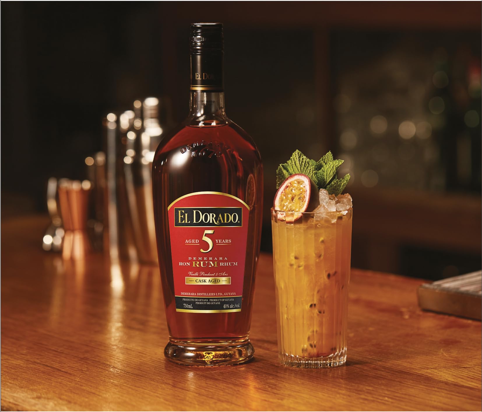 El Dorado, Rum 5 Years Old, 700 ml, Aroma di Caramello e Albicocche, Note Speziate di Caramello, Cioccolato Fondente e Zenzero, Invecchiato 5 anni in Guyana in Botti exBourbon, Idea Regalo, 40% Vol.