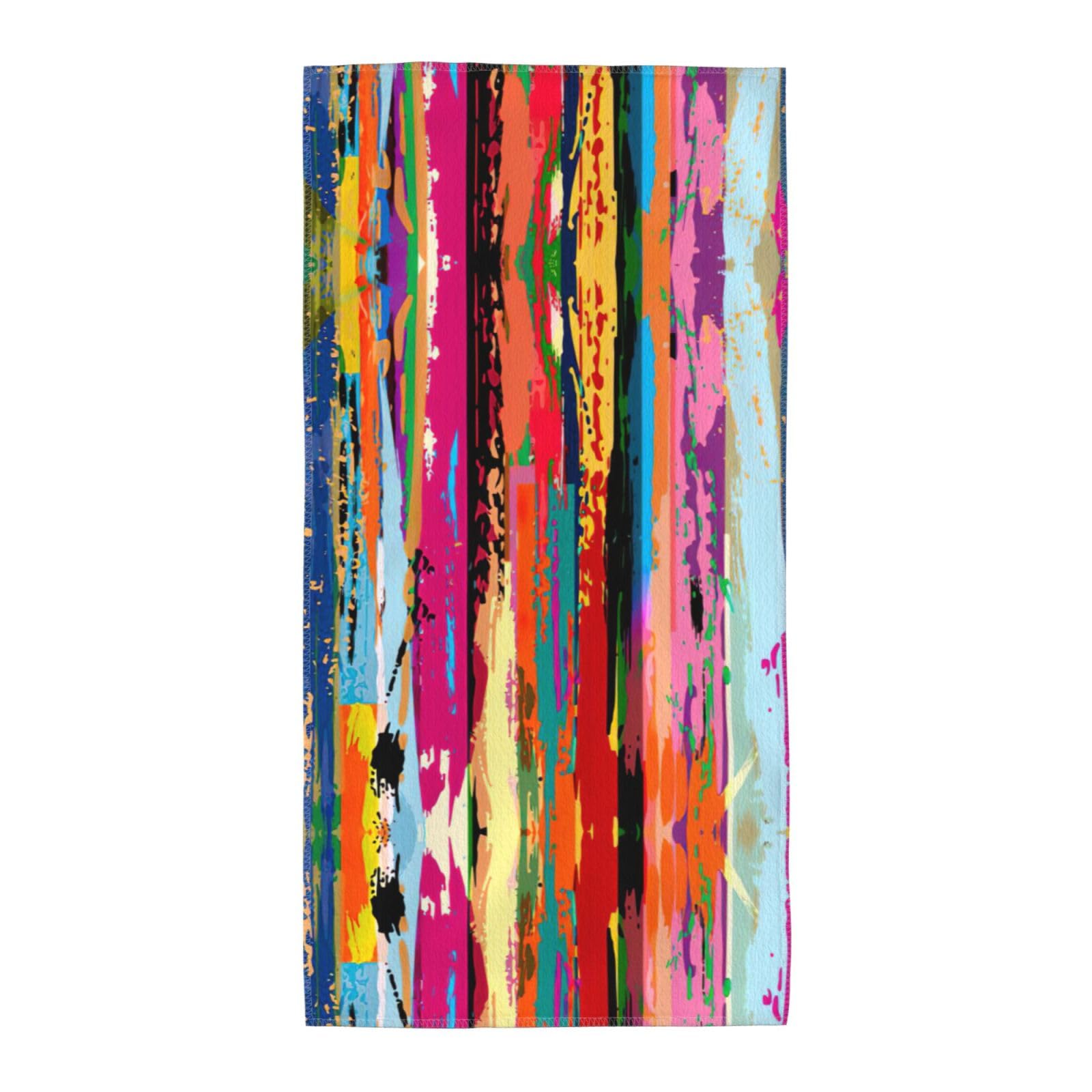 SDEGTHO Rainbow Color Fashion Printed Bath Towel High Water Absorption For Hiking Trip
