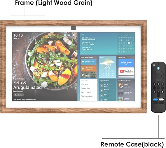 Decorative Frame for Echo Show 15, echo show 15 case cover,Light wood grain effect, protect your echo show (light wood grain)
