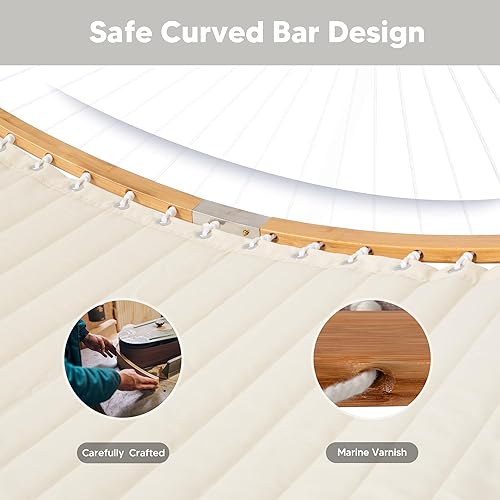 Miniatura 13 de SUNCREAT Hamaca portátil para exteriores con soporte, hamaca resistente con bolsa de transporte, almohada suave, cuerdas de equilibrio, azul oscuro