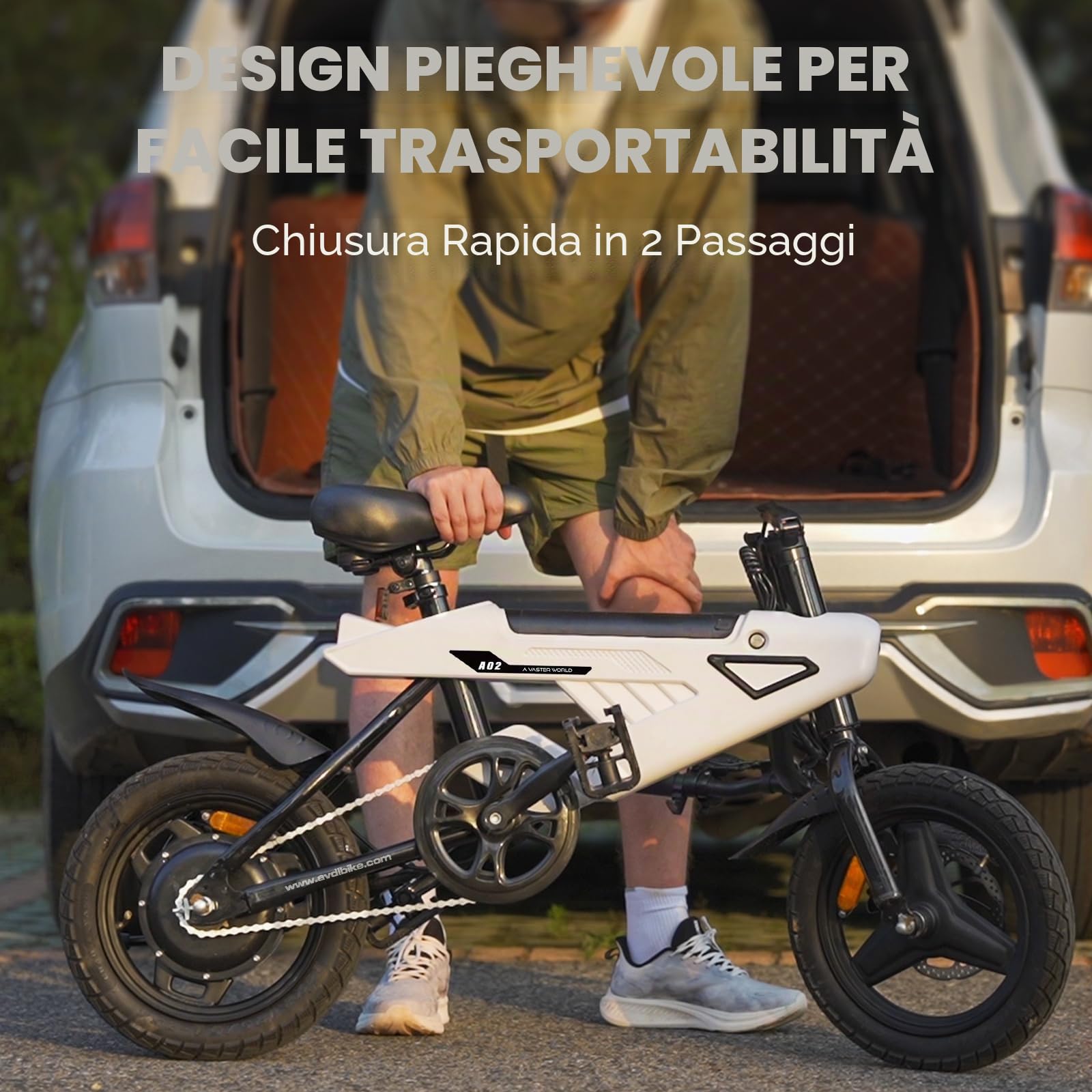 Bicicletta elettrica da 14 pollici, per adulti, 250W motore con portata di 35 – 45 KM, mini bici elettrica con 3 modalità di guida, bici elettrica da 25 km/h per uomo e donna