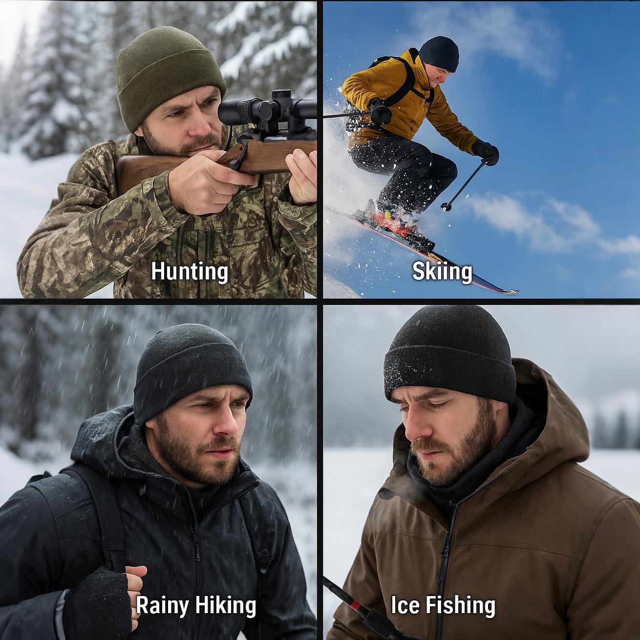 XXL Oversized 100% Merino Wool Beanie Hat for Men & Women, Extra Large Warm Winter Cap for Big Heads, Stretchy Knitted Cap - Image 5