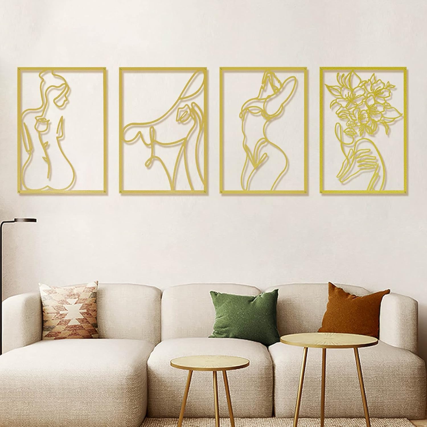 Leftover 4pcs Metal Wall Art Minimalist Gold & Black Wall