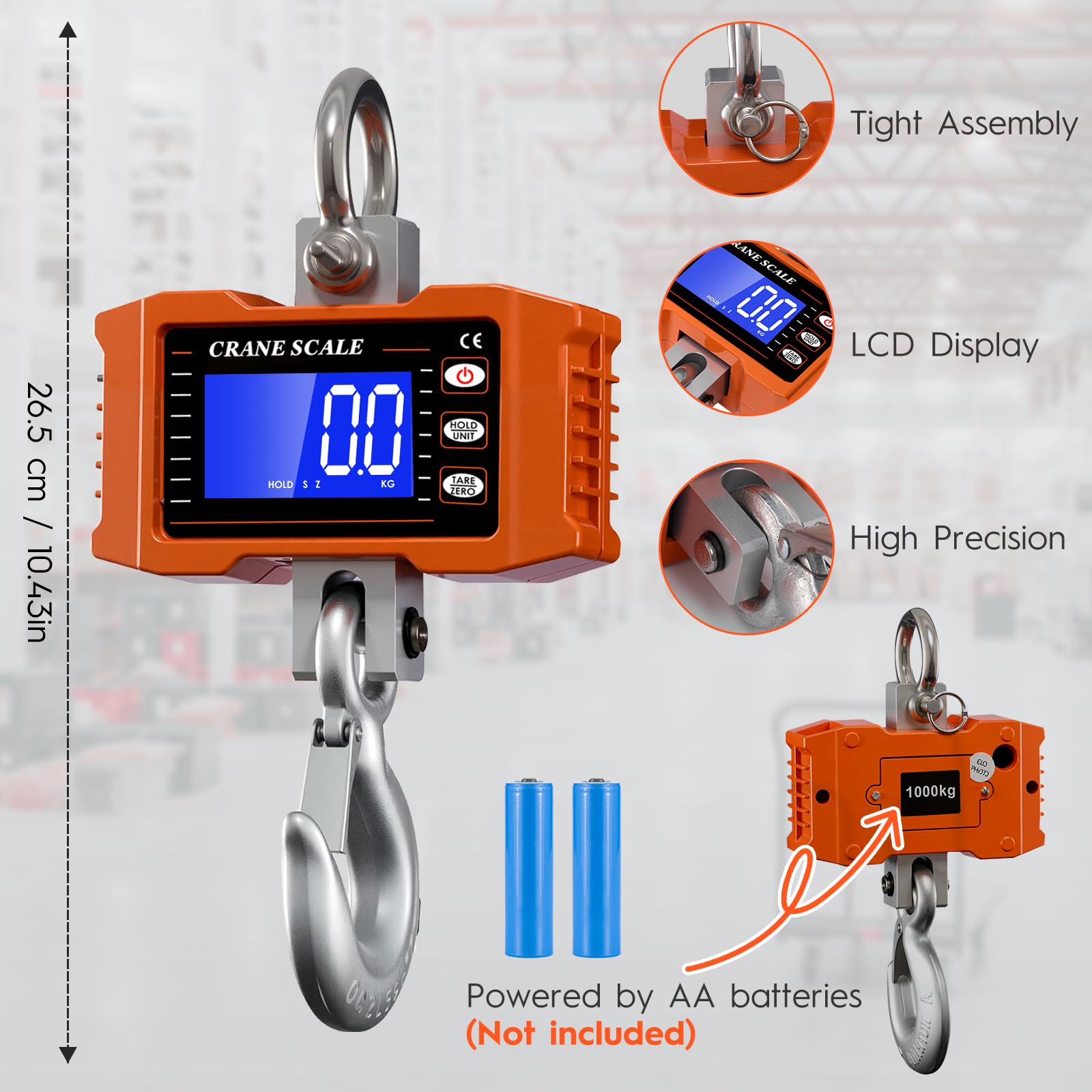 Digital Crane Scale - 2200lb / 1000kg Heavy Duty -7 Digital Crane Scale - 2200lb / 1000kg Heavy Duty -7