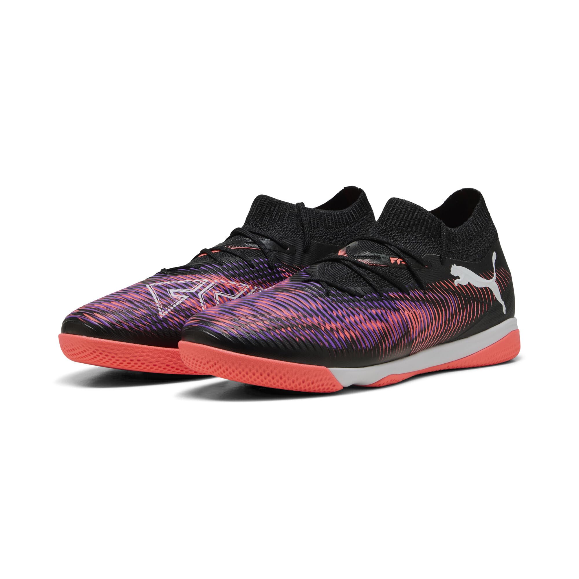 Puma Unisex Future 8 Match Indoor Training Football Boots, Puma Black-Puma White-Glowing Red, 10 UK