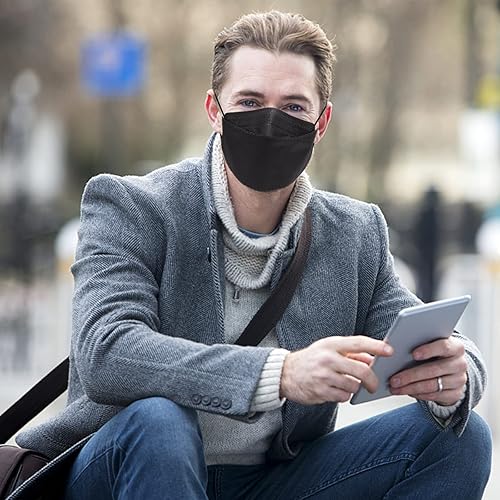 Miniatura 10 de 60 cubrebocas desechables KF94, empaquetados individualmente, tipo boca de pez, máscara transpirable de 4 capas con nariz ajustable, uso diario