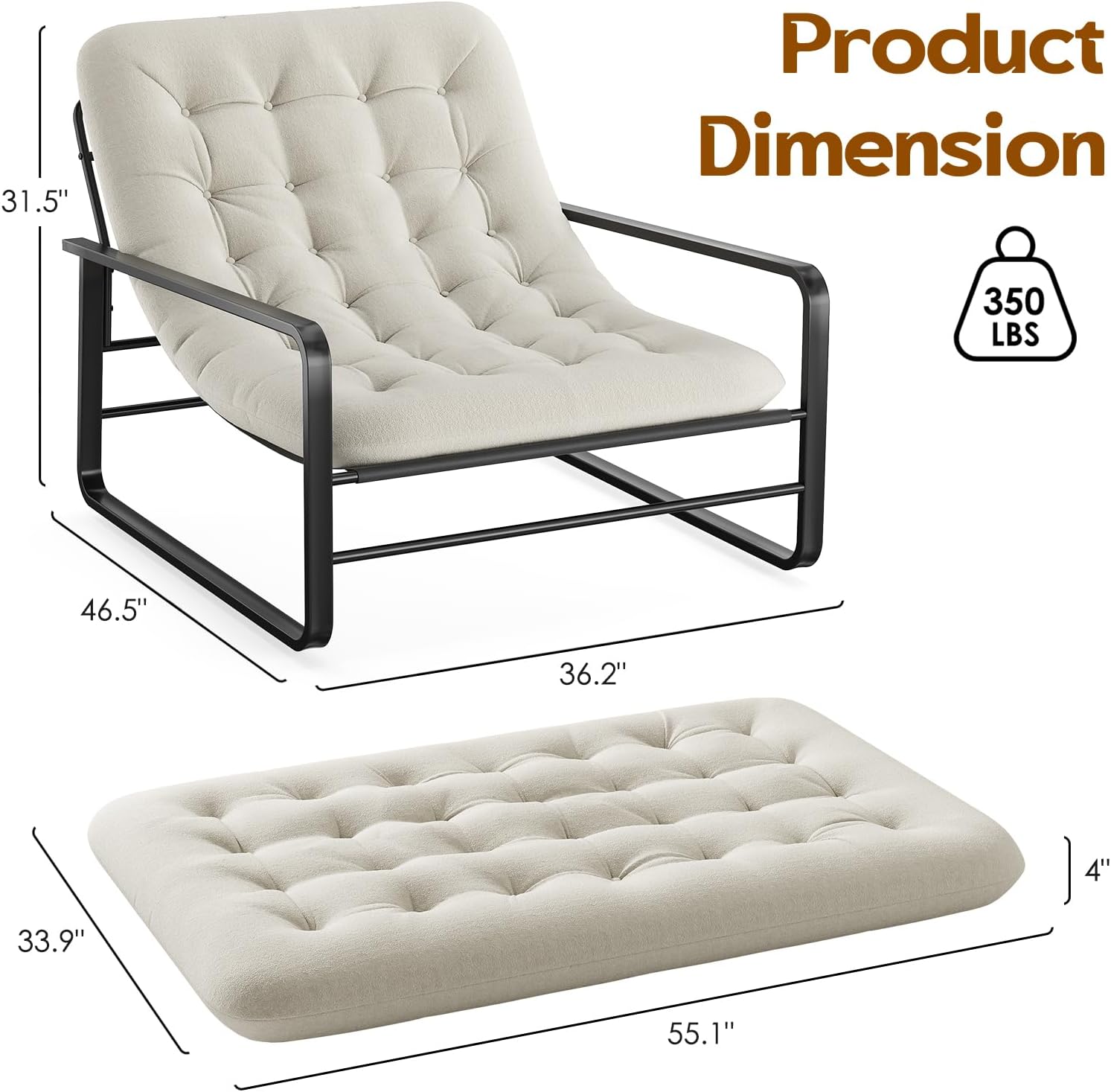 Soohow Accent Chair, Sherpa Arm Chair for Living Room, Mid Century Modern Accent Chairs, Boucle Reading Bedroom Chair