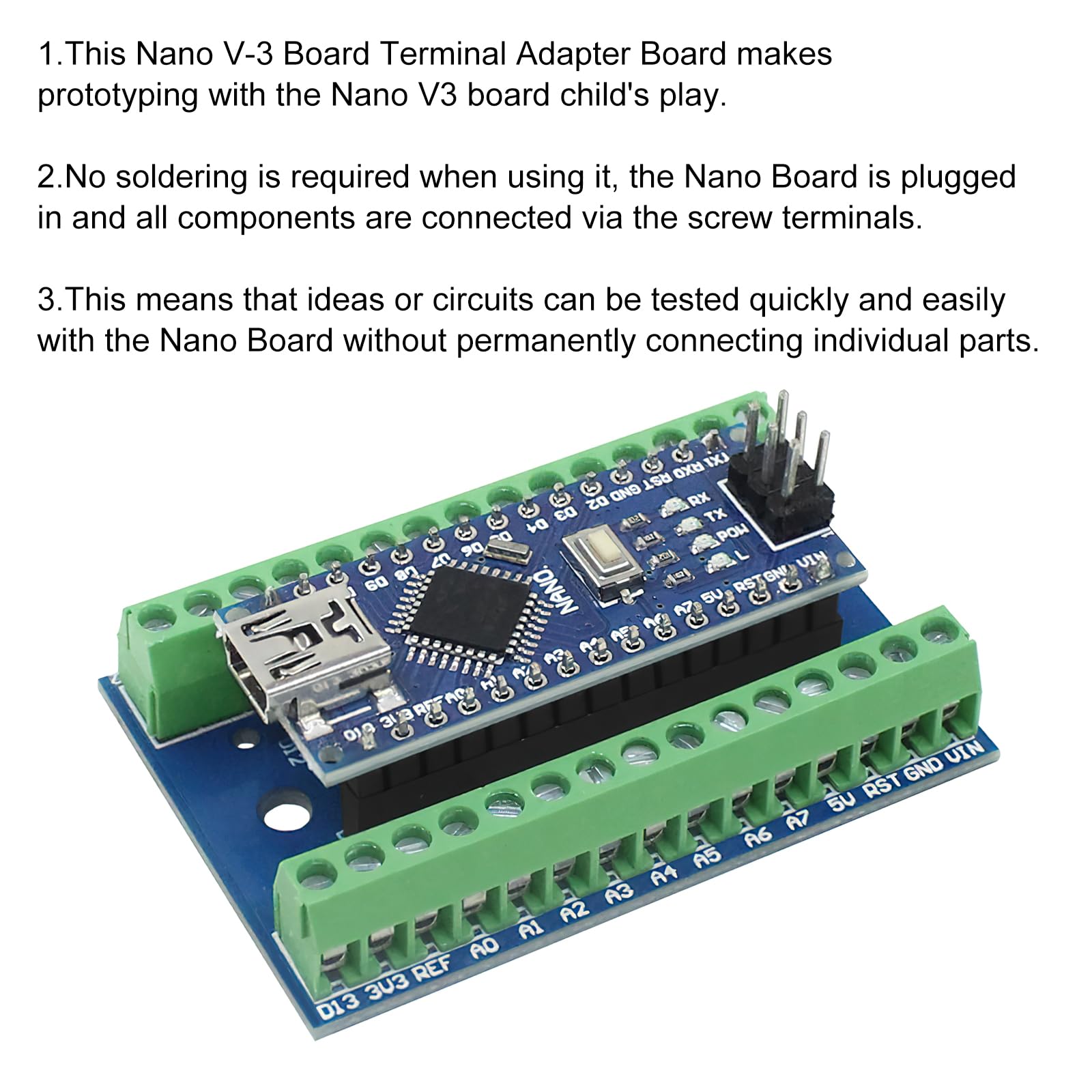 HENGBIRD Scheda di espansione Nano shield, Nano IO V1.0, semplice scheda compatibile con Arduino