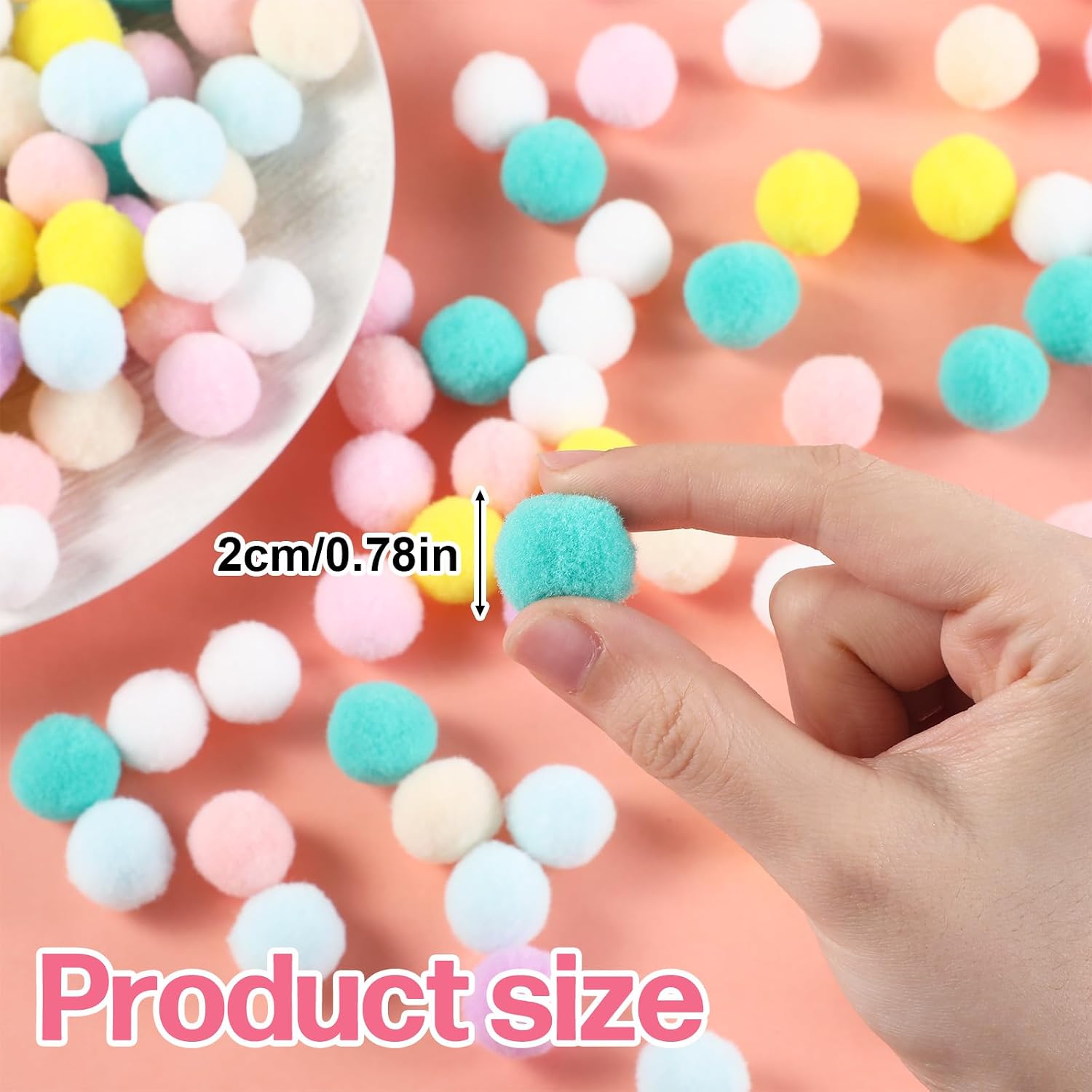 200 Pcs Pom Poms for Crafts, Small Puff Balls Fuzzy Pastel Pom Poms for Hobby Supplies DIY Arts Home Party Decorations(Multi-Colored)