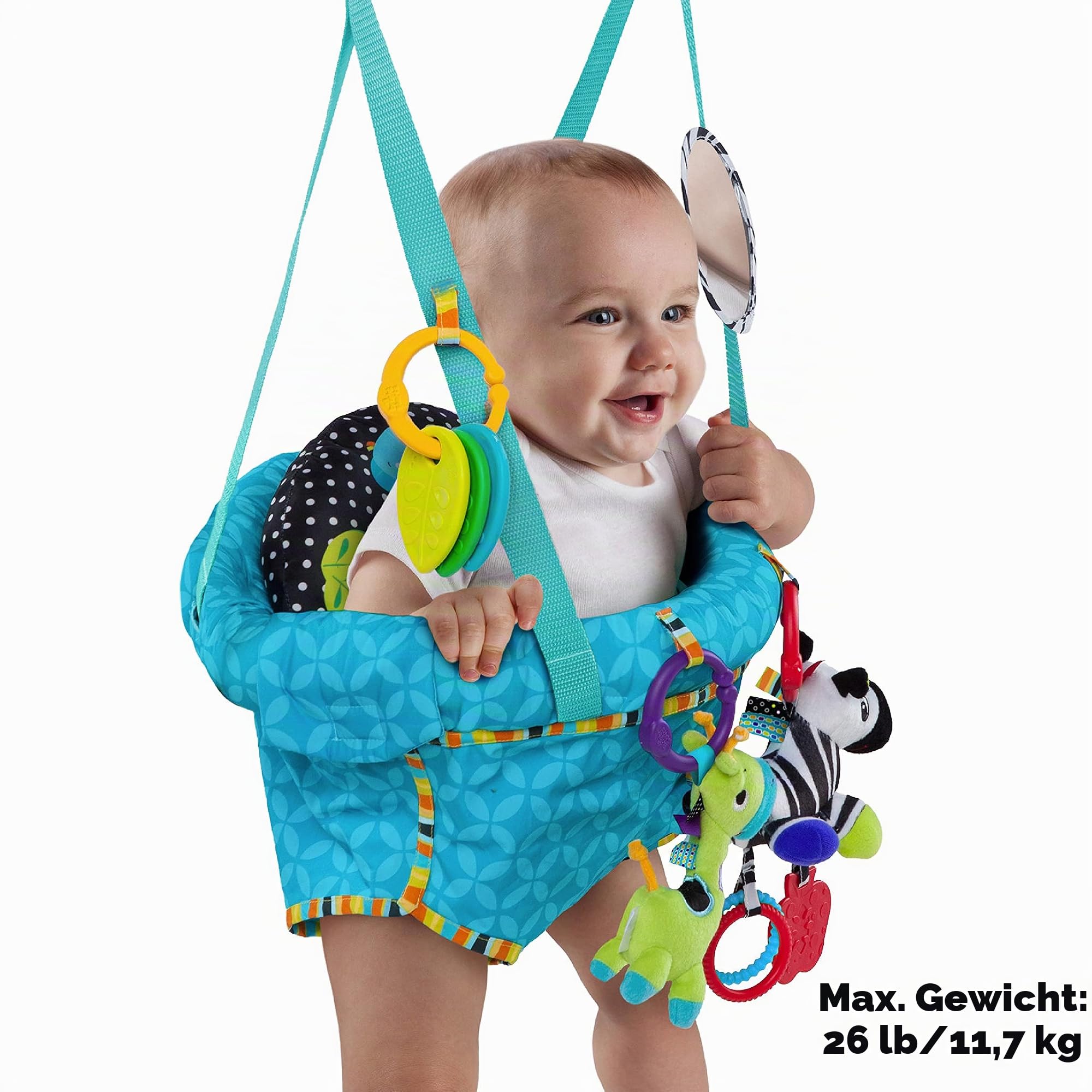 Bright Starts, Deluxe Türhopser mit sicherer und stabiler Türrahmenklemme & Pampers Sensitive Baby Feuchttücher, 1200 Tücher (15 x 80)