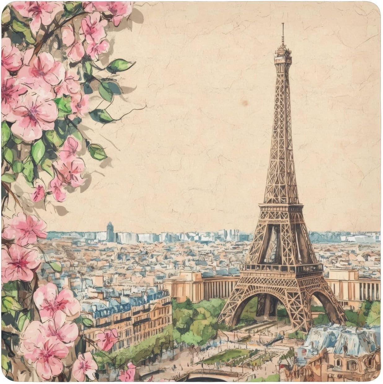 Burbuja Eiffel Tower Magic Cloth Wrap Portable Self-Adhesive Magic Cloth Protective Camera Pouch for Makeup Lens Phone Accessories, 13.8x13.8 in