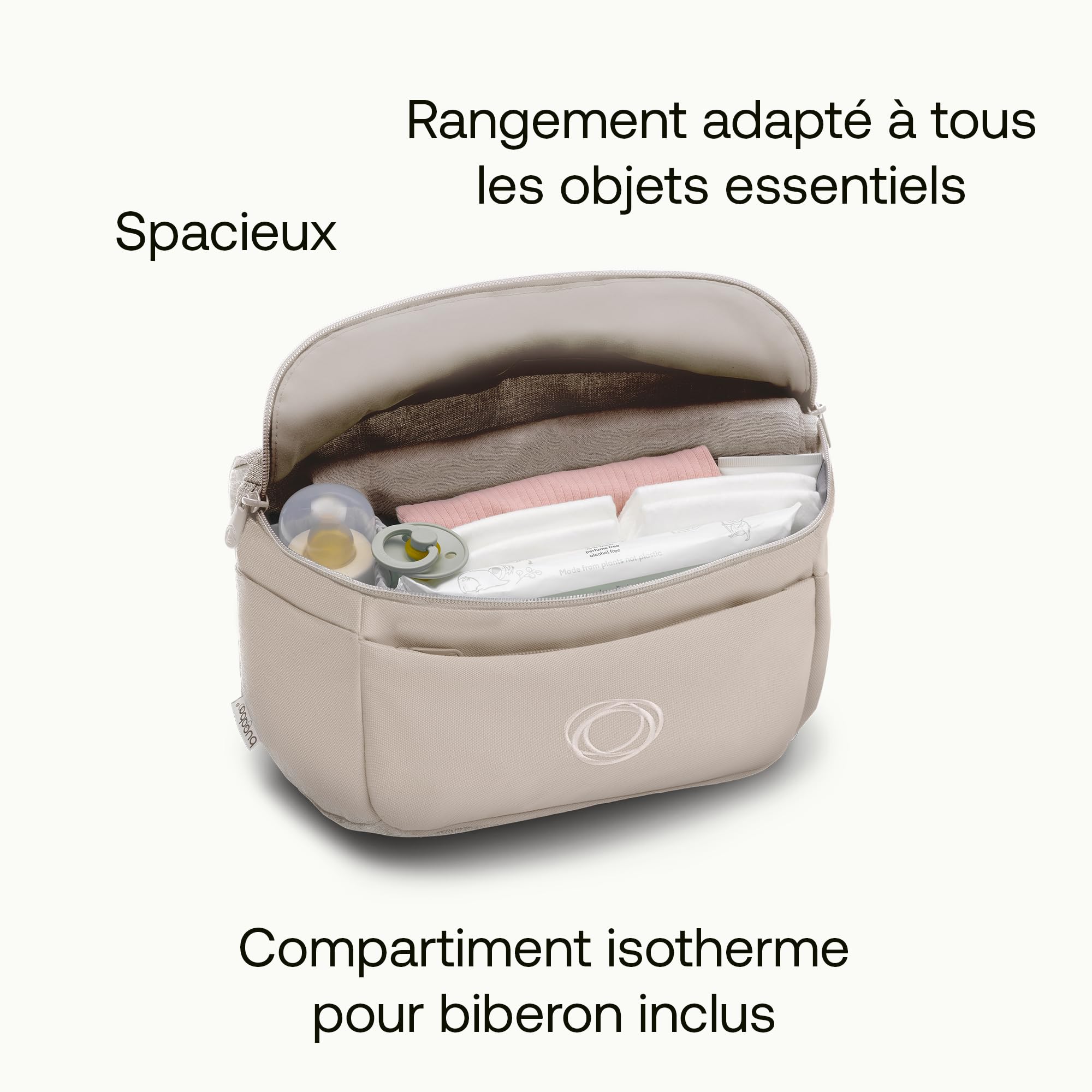 Bugaboo Sac organiseur compact multi-poches pour poussette avec poches faciles d'accès, accessoire indispensable pour tous les essentiels de bébé en Desert Taupe