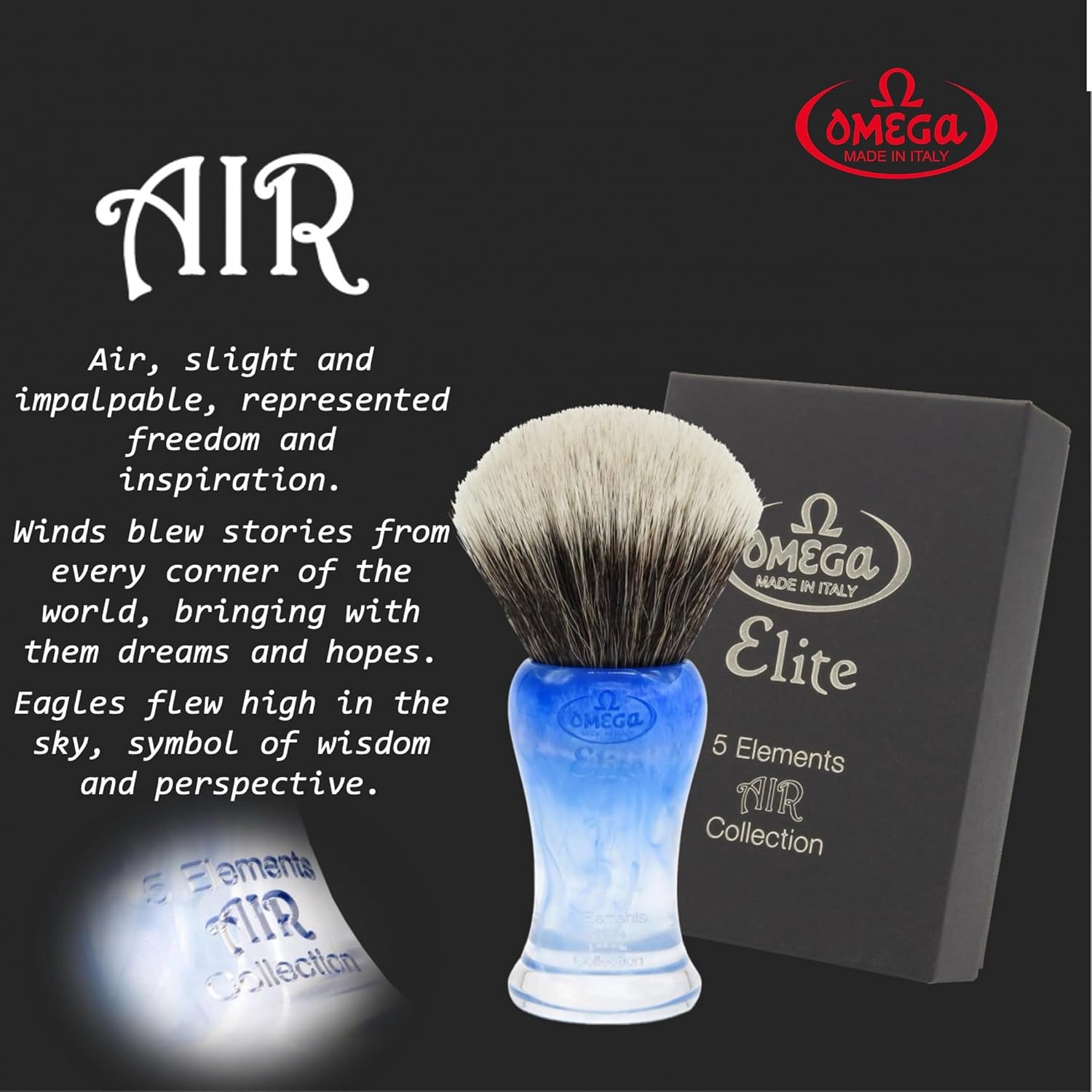 Omega Elements Elite Synthetic Shaving Brush - Air