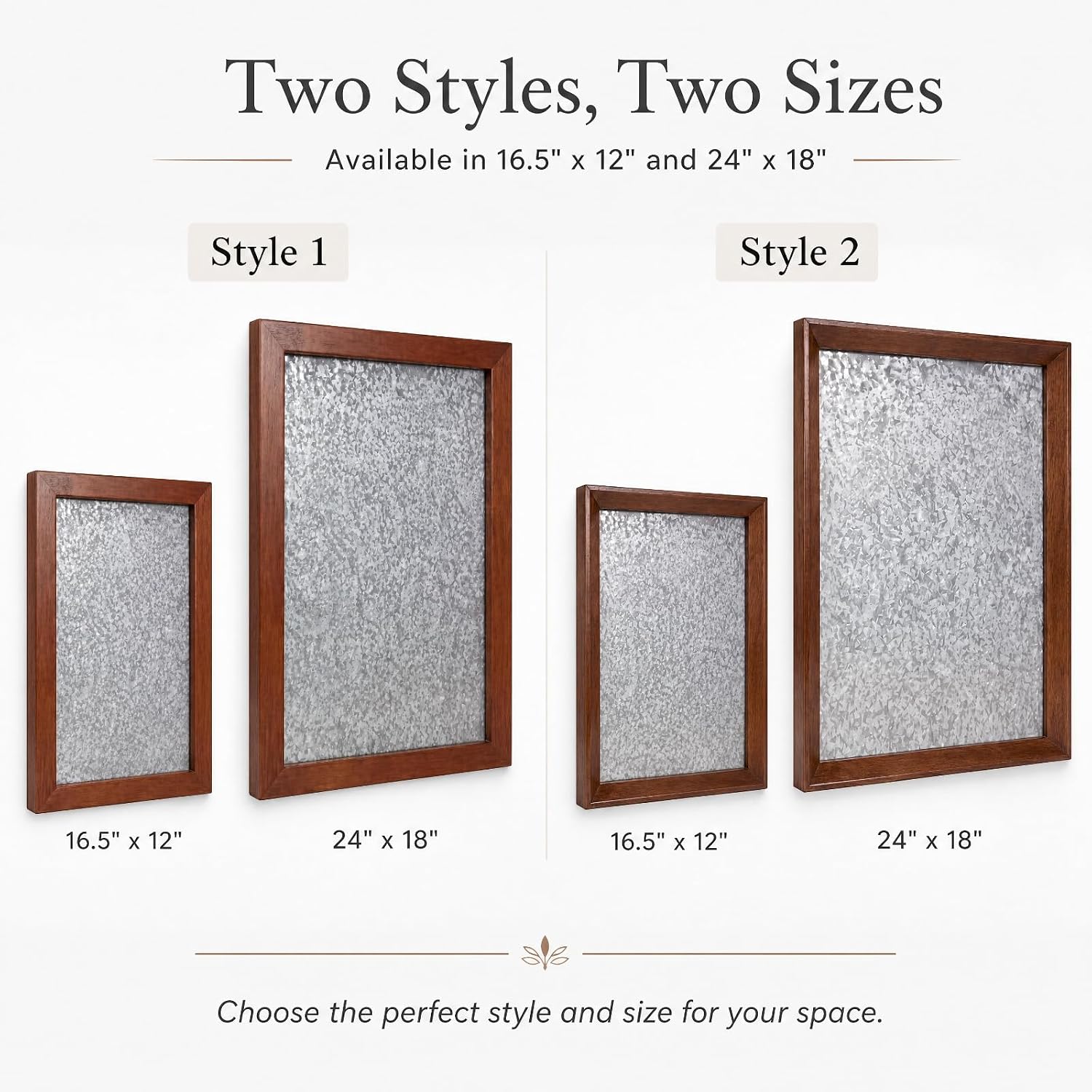Extra Large Rustic Metal Magnetic Board with Frame 24" x 18" Farmhouse Barn Door Wood Framed Galvanized Metal Magnetic Memo Board Wall Organizer with 4 Clips Farmhouse Wall Decor(Flat Framed)
