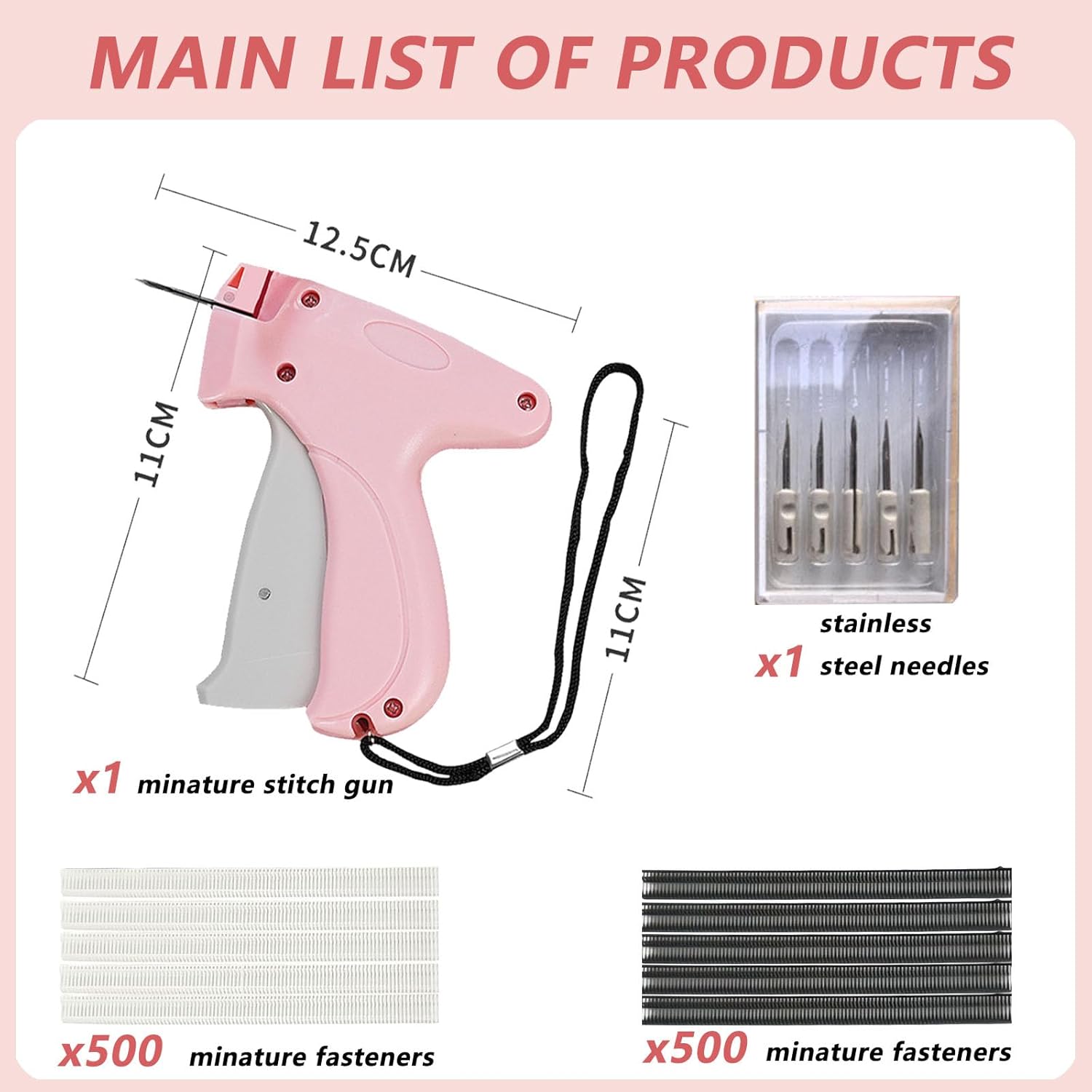 Stitch Gun for Clothes,Mini Quick Stitch Sewing Gun -Clothing Tag Gun 6 Needles,500 Black & 500 White Fasteners(Purple) - Image 2