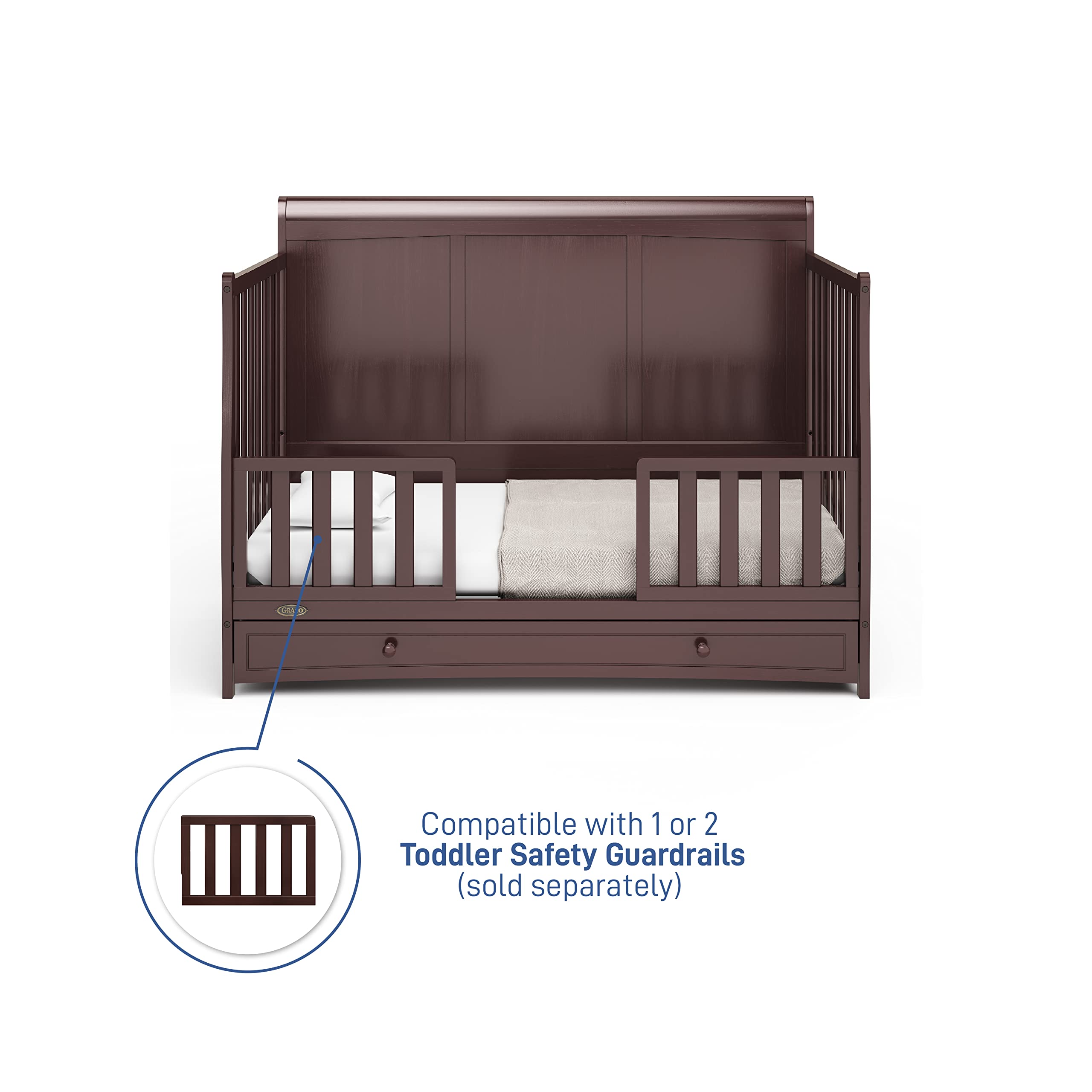 Amazon.com : Graco Asheville 4-in-1 Convertible Crib with Drawer (Espresso)  – GREENGUARD Gold Certified, Crib with Drawer Combo, Full-Size Nursery Storage  Drawer, Converts to Toddler Bed, Daybed and Full-Size Bed : Baby