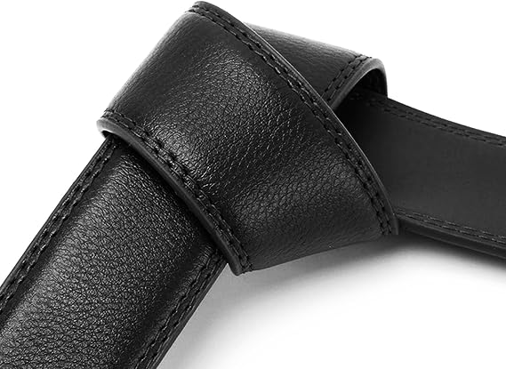 SteelFever Men's Soft Leather Automatic Belt (Black, 110 cm, No Buckle, Pack of 2)