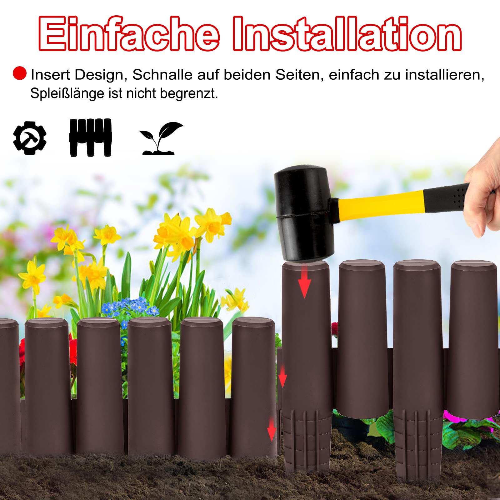 Bordo Flessibile Per Prato Bordo Per Prato Replast In Rotolo Da 25 M, 125x4 Mm, In Plastica Riciclata Resistente - Per Aiuole E Separazione Giardino Bordo Aiuole Ecologico Ld-pe Riciclato