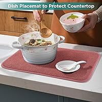Vista 7 de Tapete de microfibra para secar platos, almohadilla de secado de platos de cocina súper absorbente, reversible para encimera, de 12*16 pulgadas