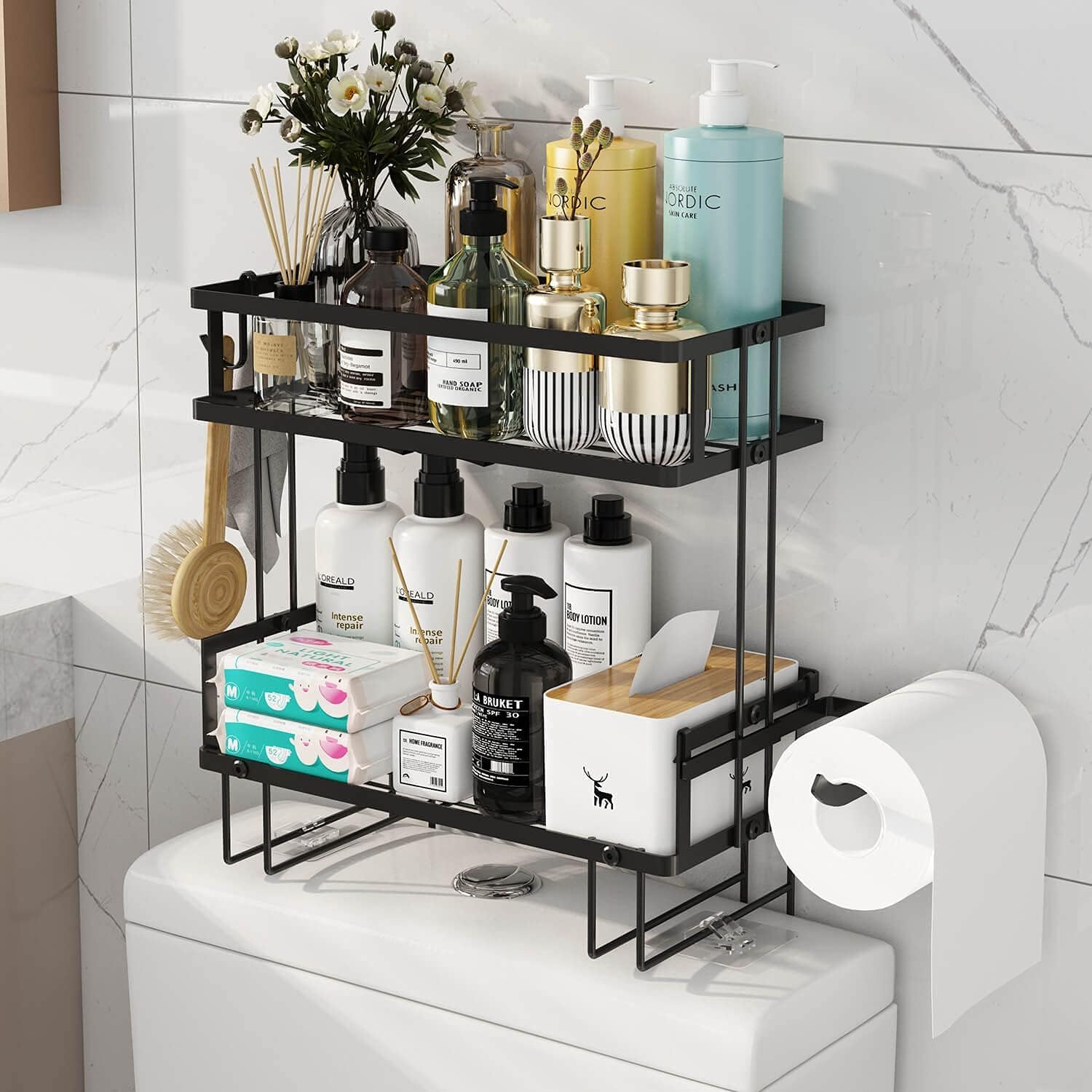 Allkartz - Premium Bathroom Wall Shelf Organizer – Adhesive Shelf for Bathroom, Kitchen, and Washroom – No-Drill Bathroom Storage Rack, Shampoo Holder, Soap Stand, and Toilet Wall-Mounted Essentials (B0CR1SPJCY) Amazon Price History, Amazon Price Tracker