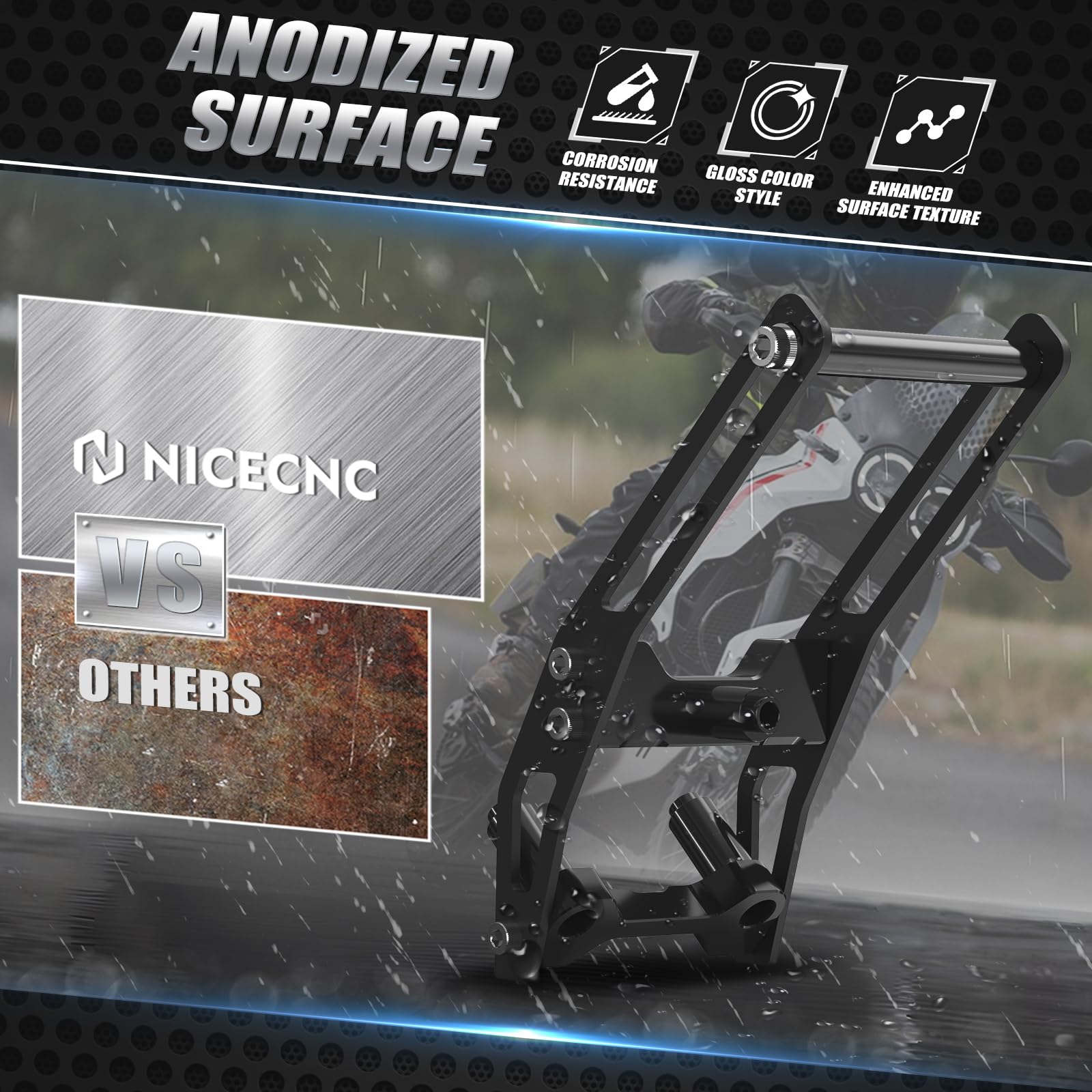 NICECNC Supporto GPS per telefono Compatible with Ducati DesertX 2024, DesertX Rally, lavorato a CNC, superficie anodizzata, 40 mm di corsa verticale regolabile