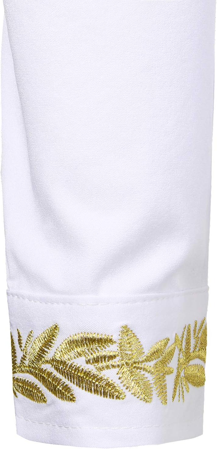 ZEROYAA Men's Luxury Gold Embroidery Design Slim Fit Long Sleeve Button Up Dress Shirts - Image 6