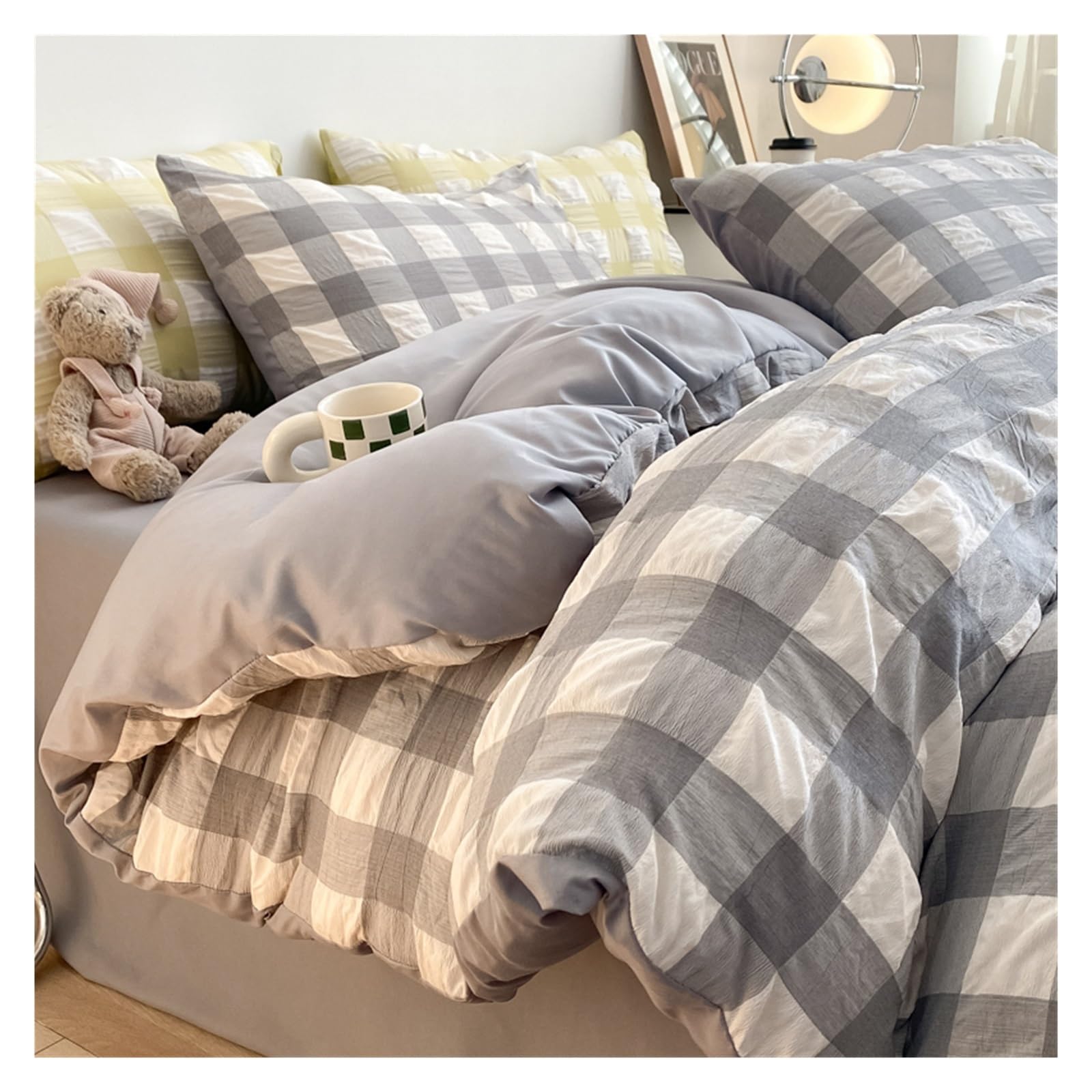 Housse de couette 4 pièces en coton jacquard pour lit double 150x200 cm
