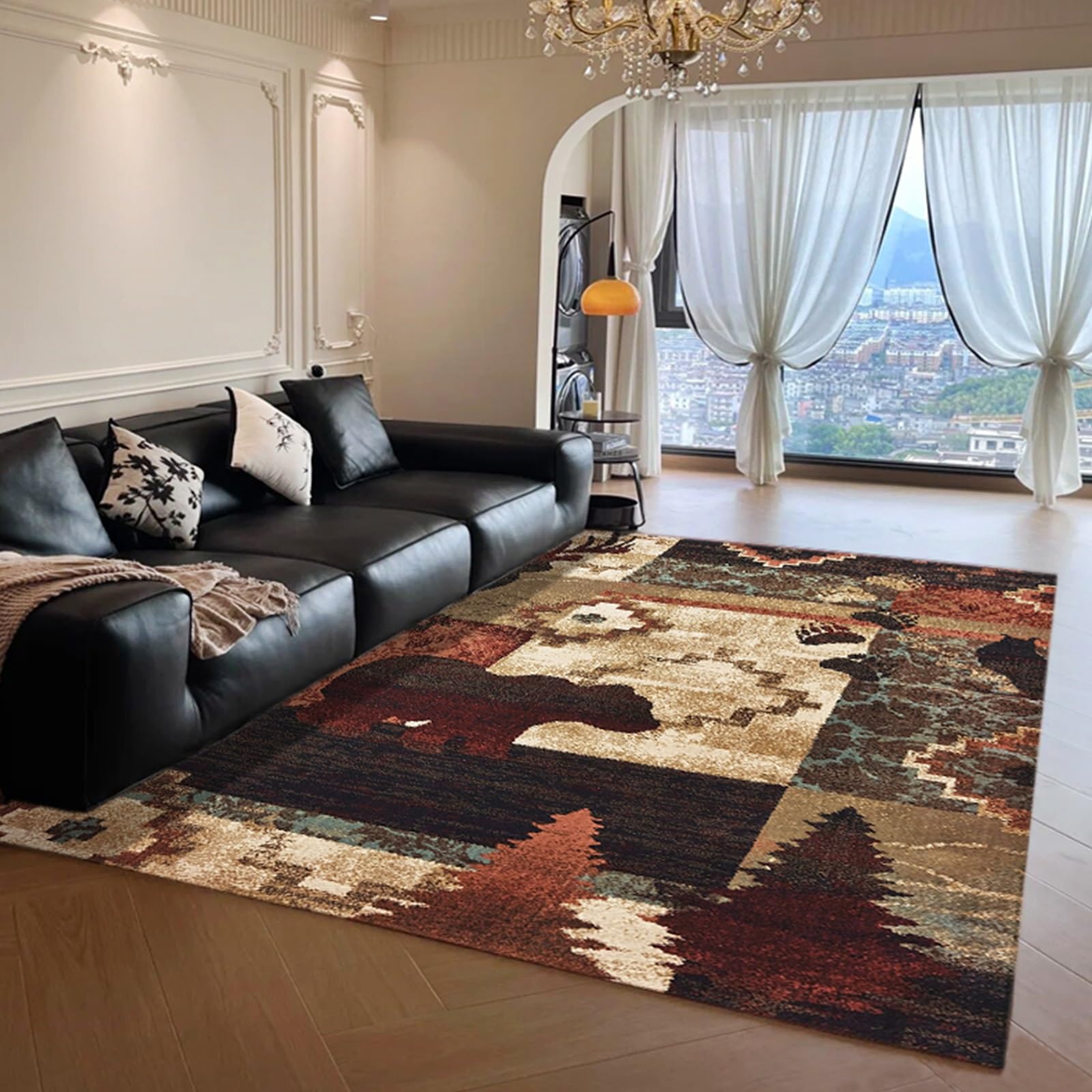 Tapis de chambre rétro doux pour créer une ambiance de salon cosy
