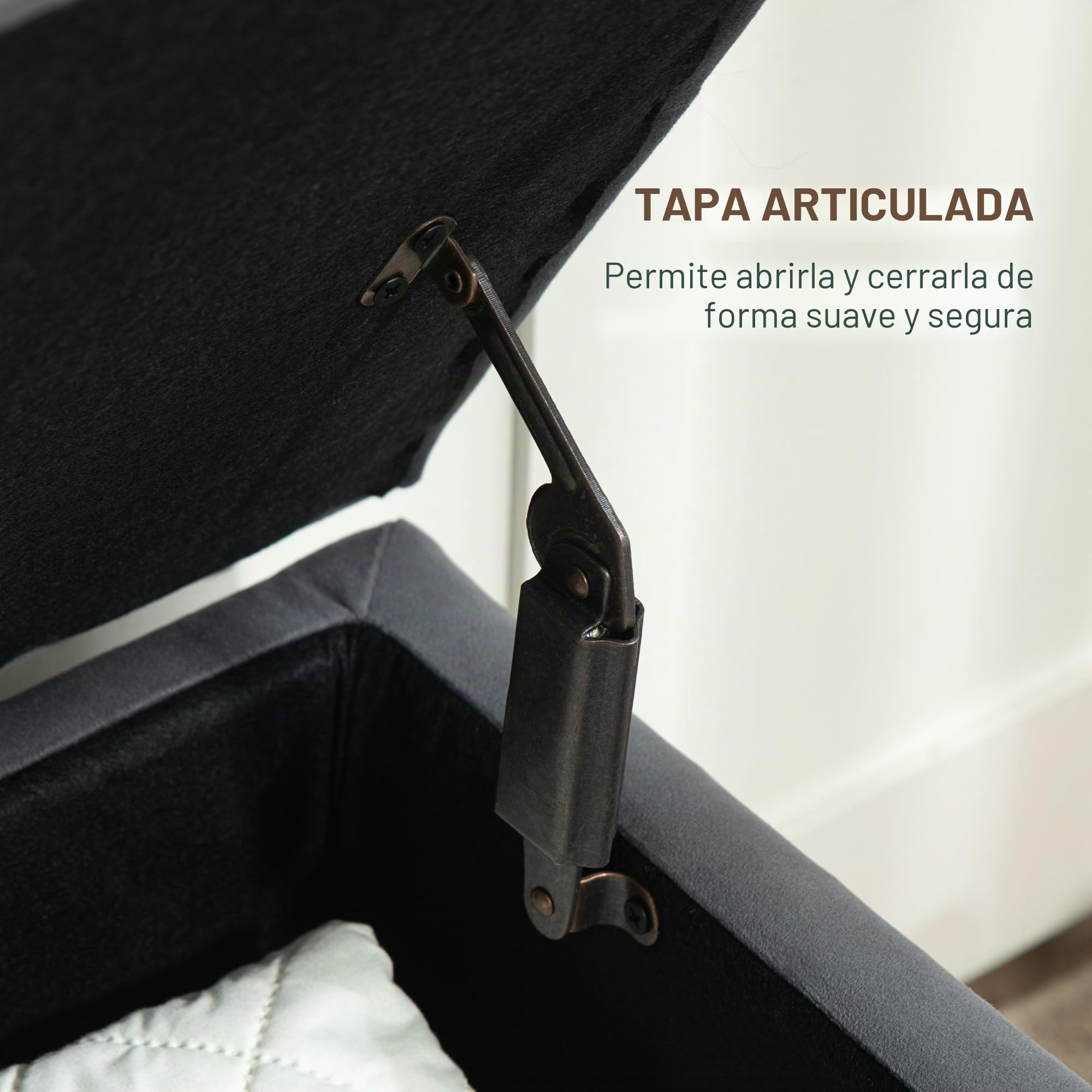 HOMCOM 2-en-1 Banco de Almacenaje de Terciopelo 38L 102x38x41cm Gris | Banquette terciopelo, Banco almacenaje, Estilo medieval, Tapa acolchada con bisagras, Patas madera, Mueble entrada