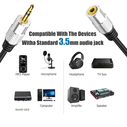 Cable de audio estéreo Jack 3.5mm macho hembra 1 m miniatura 7