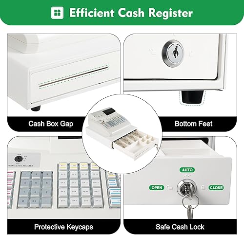 Miniatura 8 de Caja de cajón de caja registradora electrónica de 47 llaves, sistema de gestión de efectivo Pantalla LED de 6 dígitos, sistema de monedas de