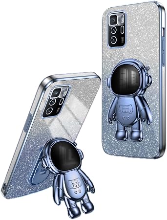 Case for Xiaomi Poco X3 GT/Redmi Note 10 Pro 5G Case with Astronaut Stand, Glitter Bling Thin Slim Shockproof Silicone Sparkly Case Cover Compatible with Xiaomi Poco X3 GT/Redmi Note 10 Pro 5G D