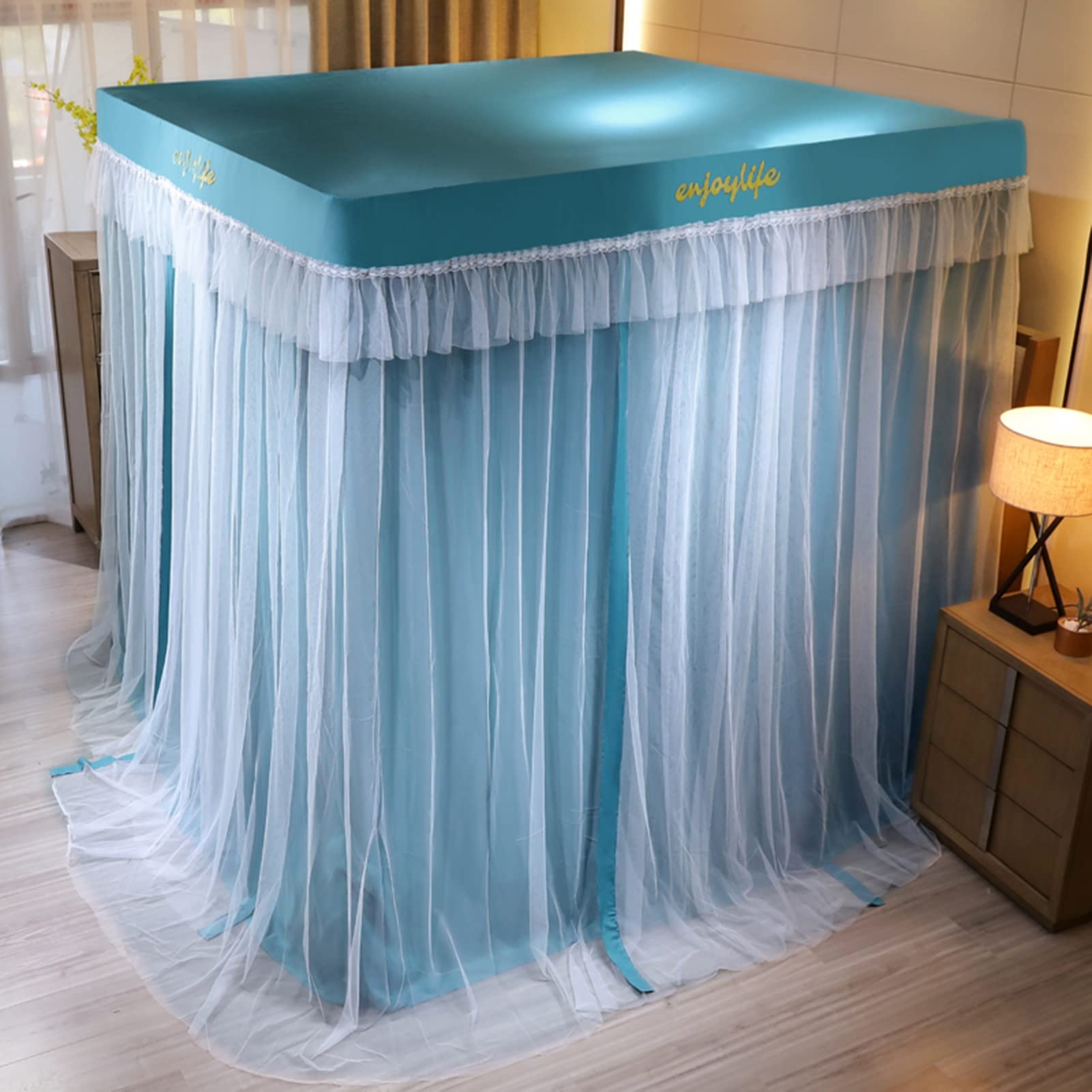 Betthimmel Luxuriös-Palast-Bett-Baldachin, Vier Jahreszeiten-Bettvorhang 360 ° Schutzschatten, Doppelbett-Kanopies Eignen Sich for Mädchen-Princess-Räume Mit Halterung