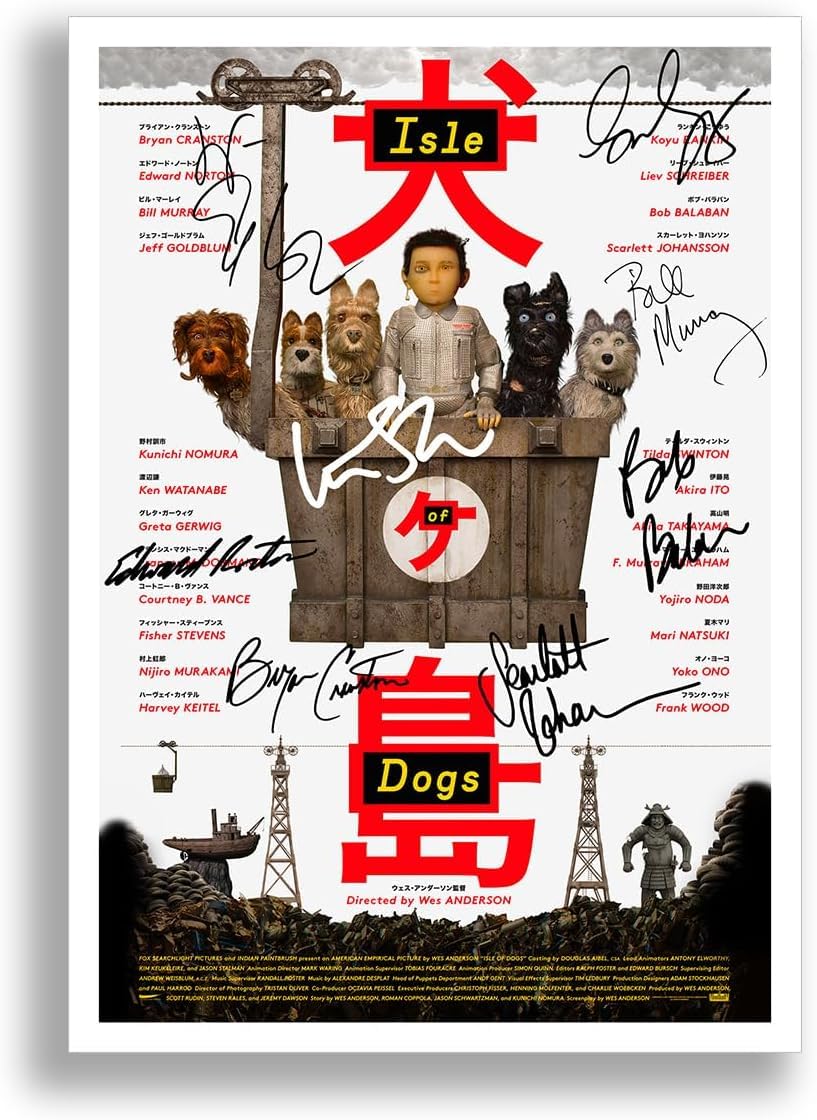 Mounted Gifts Black Isle Of Dogs Cast Signed A4 Poster Photo Print Framed Autograph Gift Wes Anderson Movie Film (A3 Poster Only)