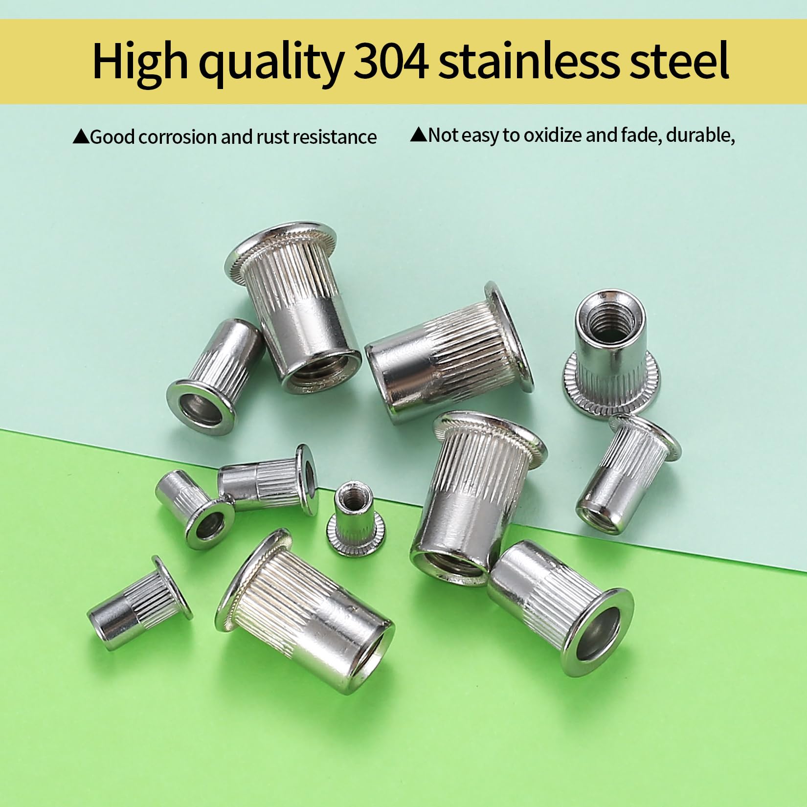 165 Pz Rivetti Filettati, M3 M4 M5 M6 M8 Rivetto Dadi, Dado Rivetto, Nutsert Rivnuts, Testa Piatta Inserto Filettato, Dadi Rivetti Dado a Testa Piatta Rivetto per Metallo, Legno, Alluminio