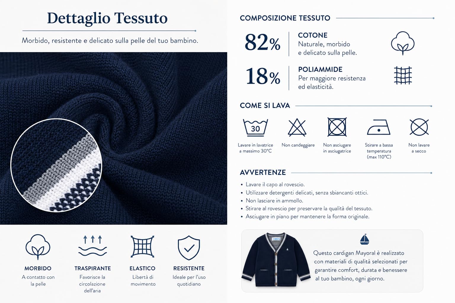 Mayoral Cardigan Neonato Bambino in Maglia – Golfino Elegante Blu Navy con Scollo a V e Bottoni | Collezione Daywear Bambino