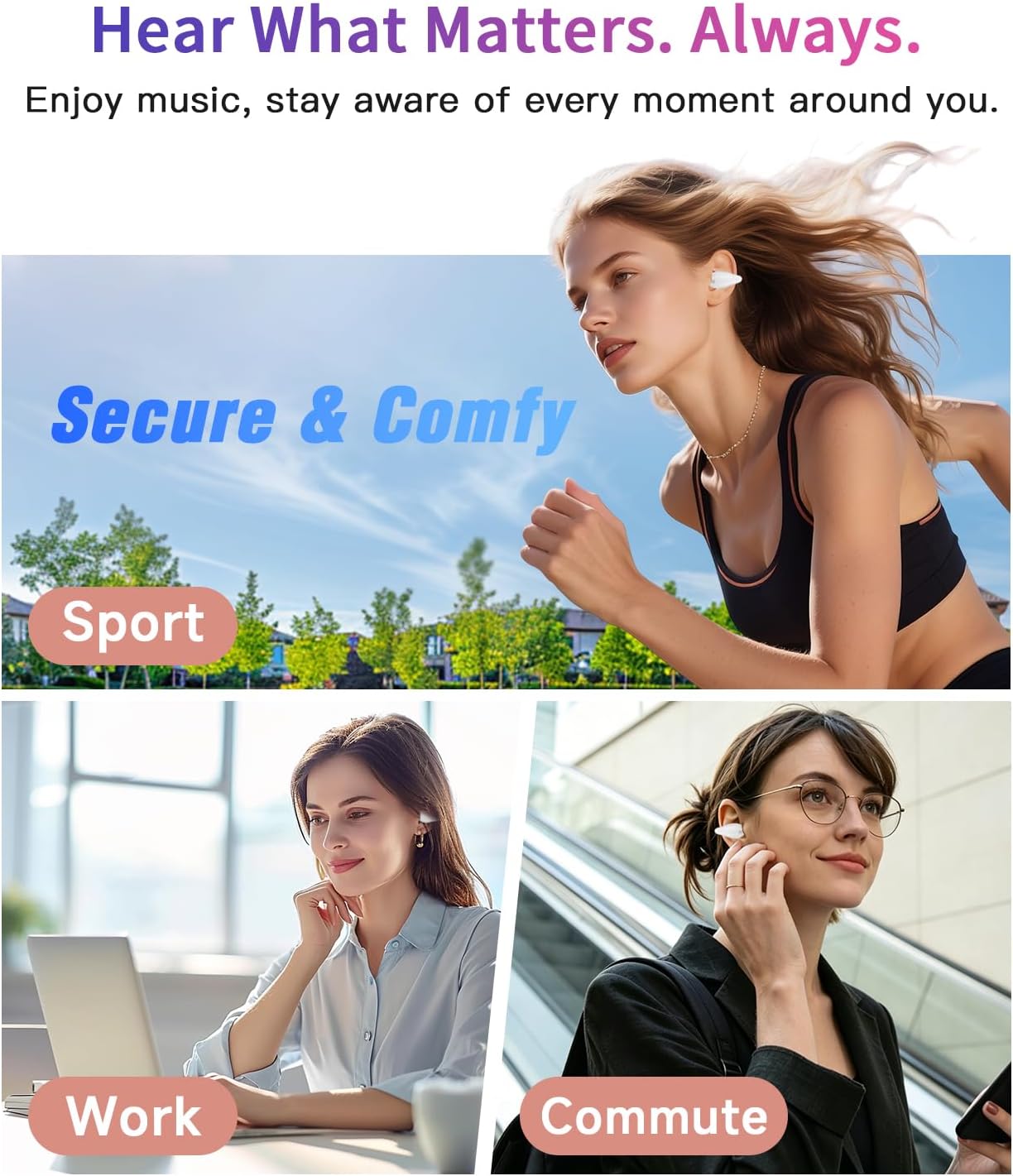Upgraded Ultra Open Ear Earbuds - Lightweight Comfort Clip-On Wireless Bone Conduction Earbuds, Secure Fit & AI-Powered Clear Calls Bluetooth Open Ear Headphones for Work,Commute,Workout,Snow White