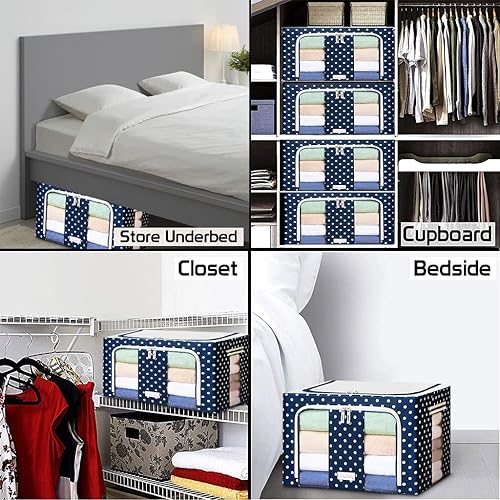 Miniatura 2 de Blushbees Cajas de almacenamiento plegables de tela Oxford para ropa, colchas, lino con soportes de metal (paquete de 4 cajas, tamaño pequeño de 20