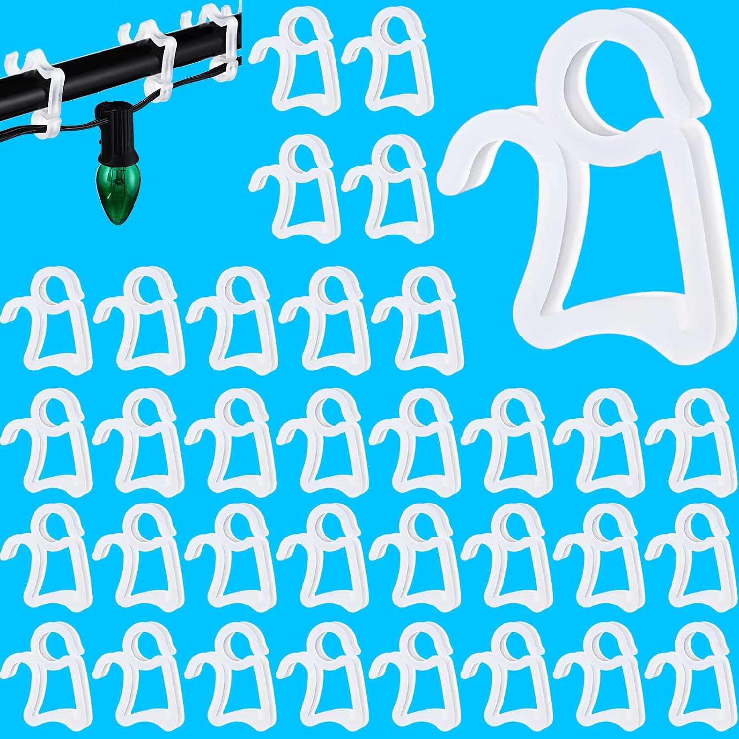 500 Pieces Christmas Light Clip Outdoor White Plastic