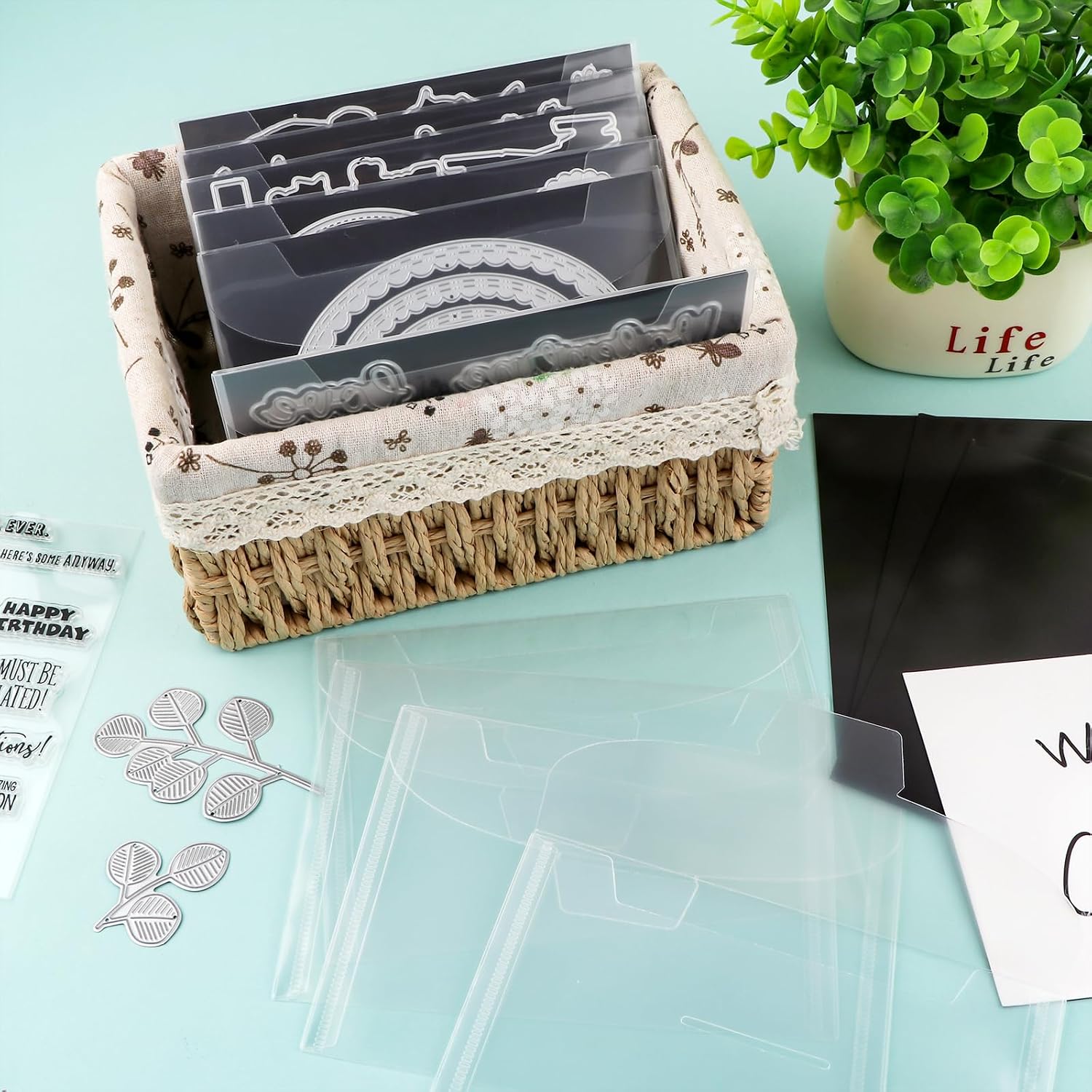 【60 Pcs】Briartw 0.7mm Thick Magnetic Storage Cards +Classic Closure Storage Pockets-Perfect for Die,Stamp & Craft Organization,Versatile Magnetic Panels-Ultimate Crafting Storage Companion