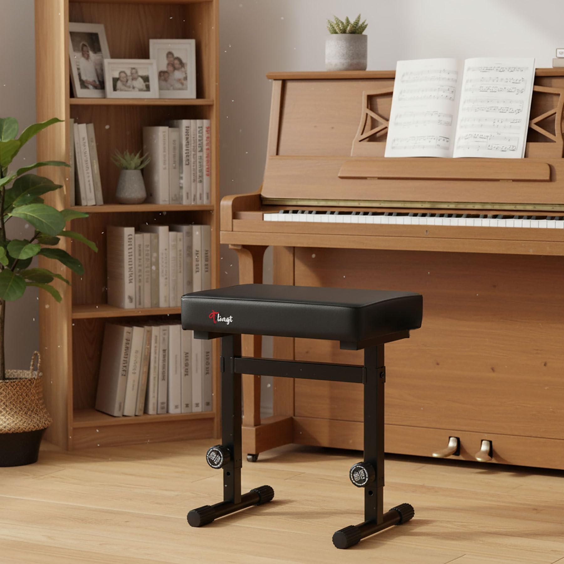 Tlingt Banco de teclado de apoyo, asiento acolchado, banco de piano, taburete ajustable para teclado