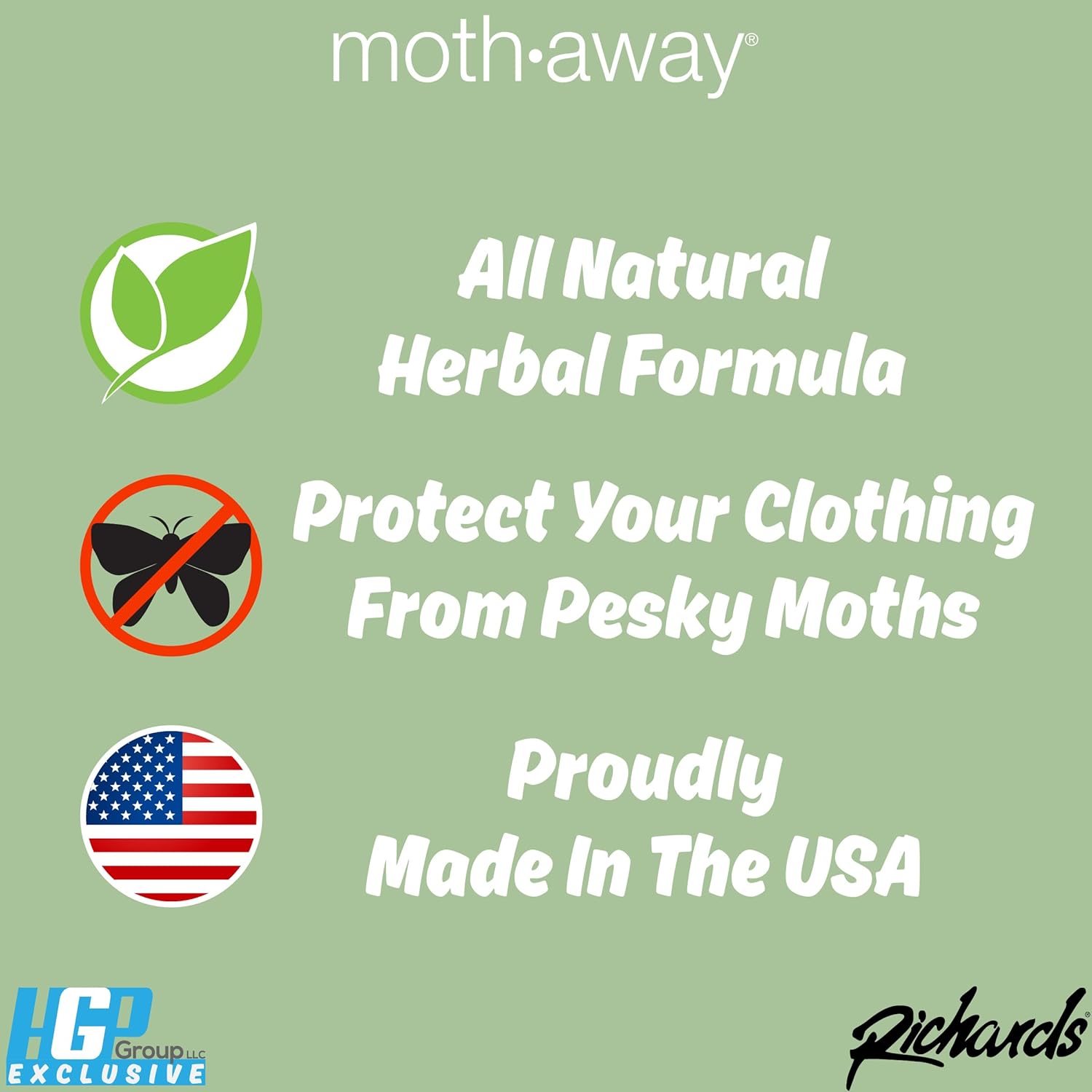 Richards Homewares Moth Away Herbal Repellent – 18 Jumbo Sachets with Hanging Hooks, All-Natural & Non-Toxic Moth Protection, Fresh Mint Scent, Made in USA - Image 2