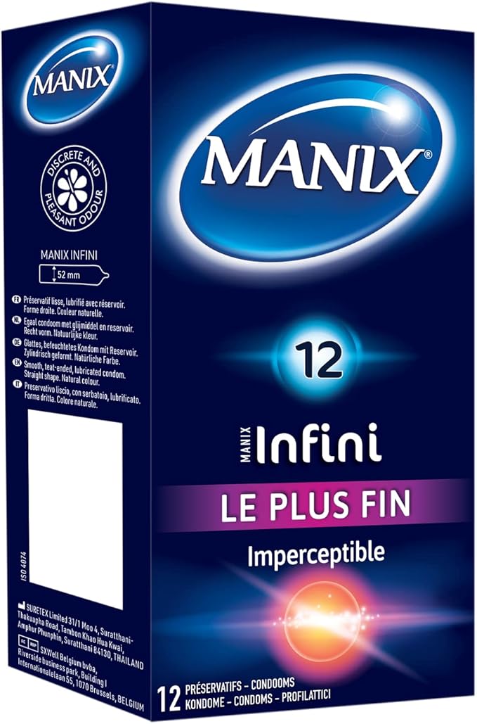 MANIX Infini Imperceptible 12 préservatifs masculins Le plus fin des MANIX Taille Standard MANIX Infini Imperceptible 12 préservatifs masculins Le plus fin des MANIX Taille Standard