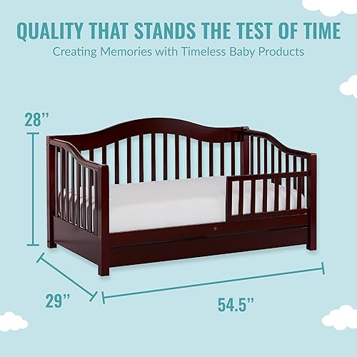 Miniatura 3 de Dream On Me Cama para niños pequeños en color cereza  Certificada por Greenguard Gold y Baby Safety Alliance, diseño bajo, barandilla de seguridad