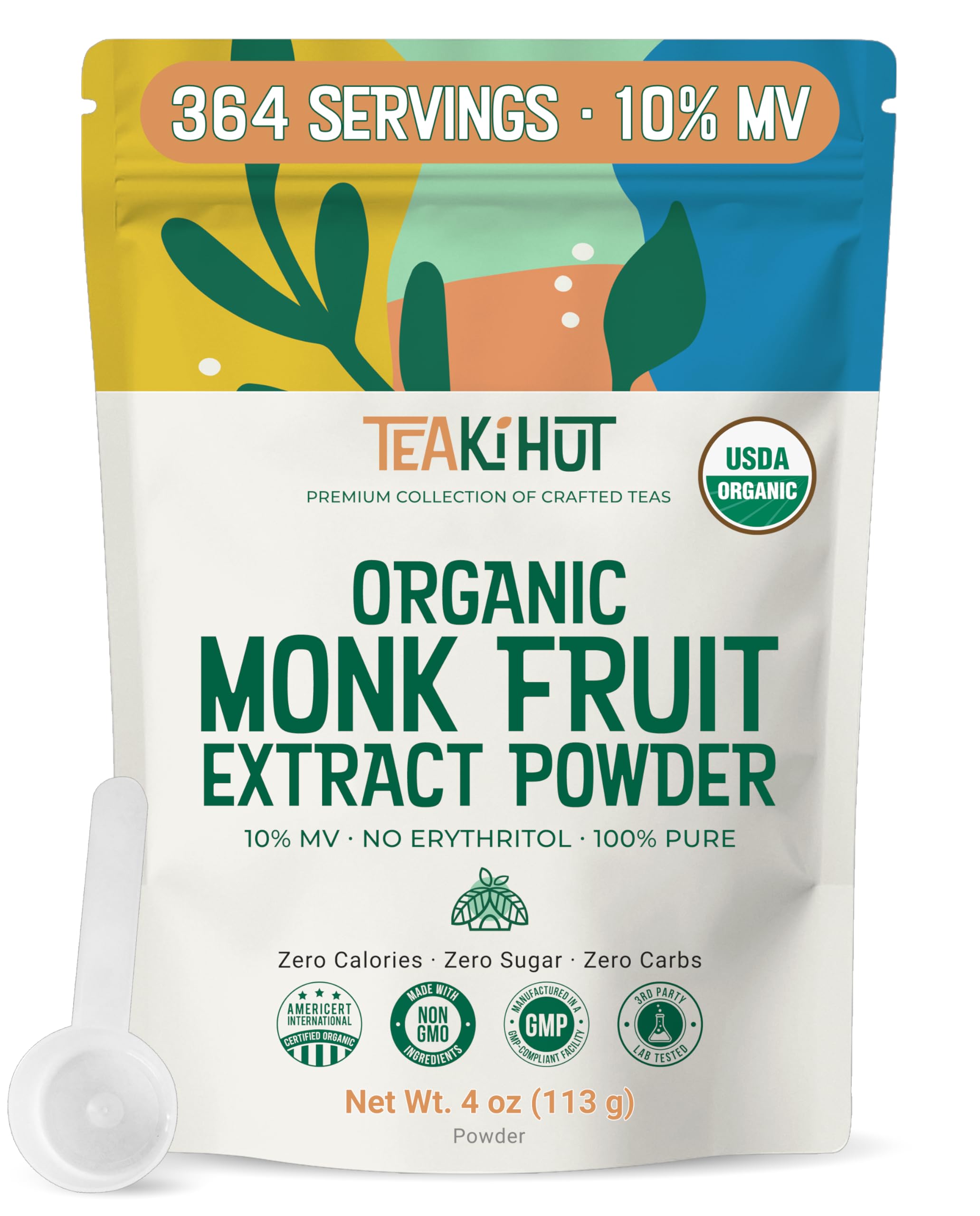 Organic Pure Monk Fruit Sweetener, No Erythritol 4oz, 100% Monk Fruit Extract Organic Powder for Keto and Paleo Diet, No Aftertaste, Zero Calories, Zero Carbs, Pure Monk Fruit Powder, 322 Servings
