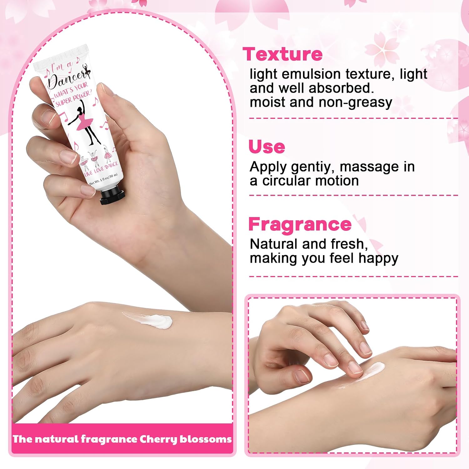 Loopeer 24 Pcs Dancer Gifts Bulk Recital Ballerina Party Favors Double Sided Hand Cream Set Travel Size Moisturizing Hand Lotion Dance Team Ballet Gifts for Women