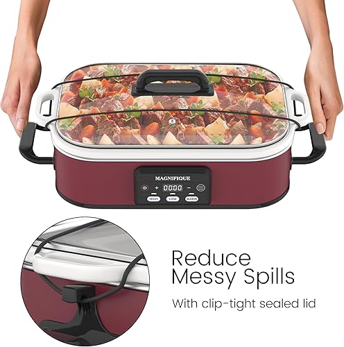 Miniatura 2 de Cacerola de 4 cuartos de galón de cocción lenta programable con plato de cerámica para hornear, electrodoméstico pequeño de cocina perfecto para