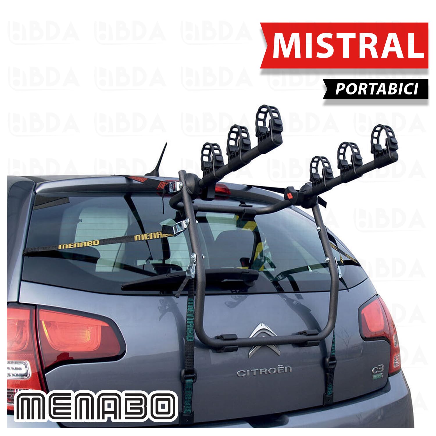 PORTABICI POSTERIORE PER AUTO DA 3 BIKE MENABO MODELLO MISTRAL PER CHEVROLET Cruze (J300) Sedan DAL 2008 AL 2016
